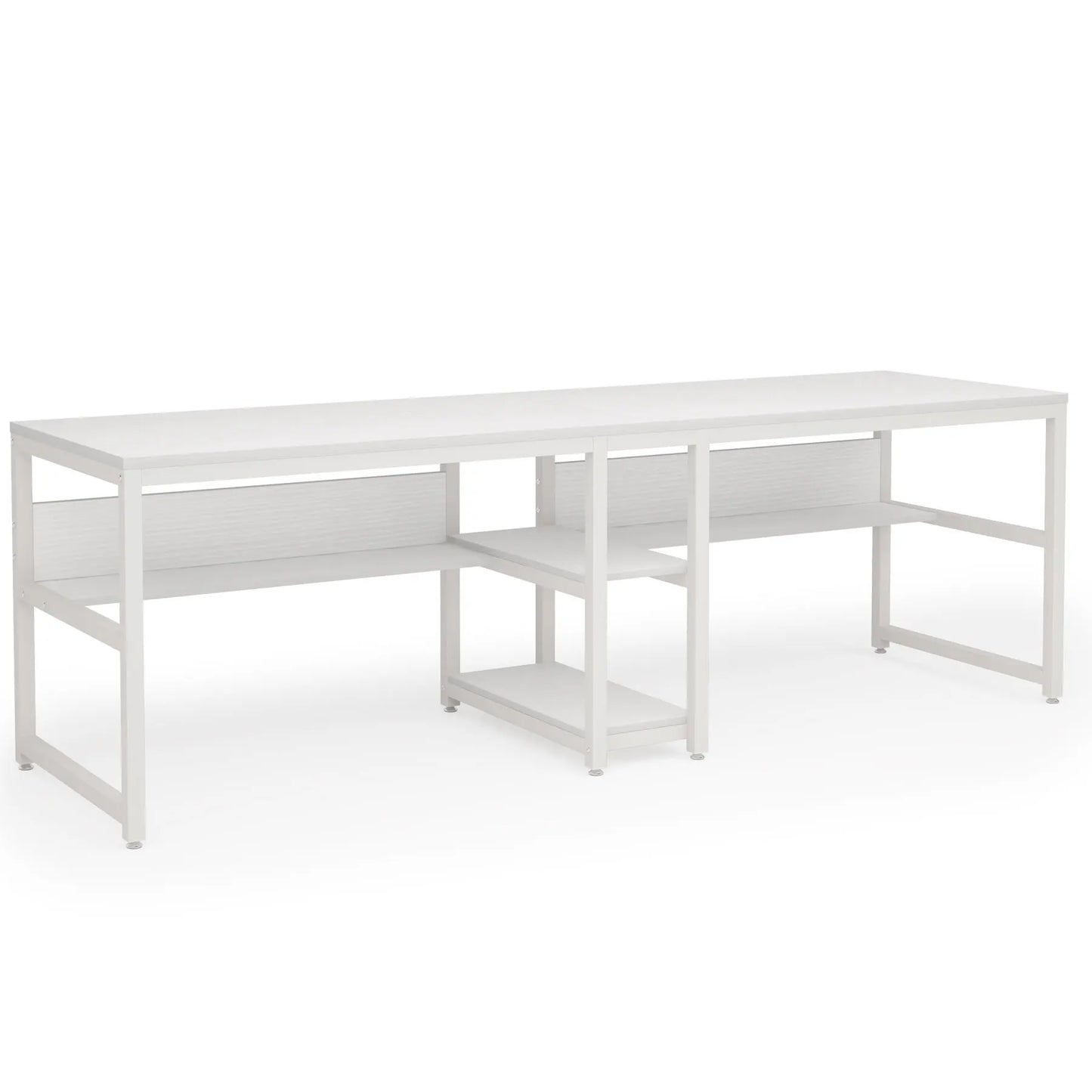 Ljustra Two Person Desk with Bookshelf Rustic Home Office Workstation