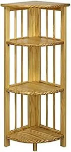 Natural Beauty Corner Folding Bookcase 4-Shelf Storage for Home Office