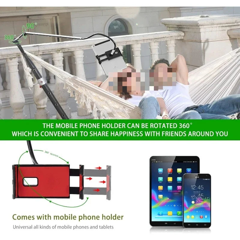 Double Hammock with Stand and Phone Holder for Indoor Outdoor Use
