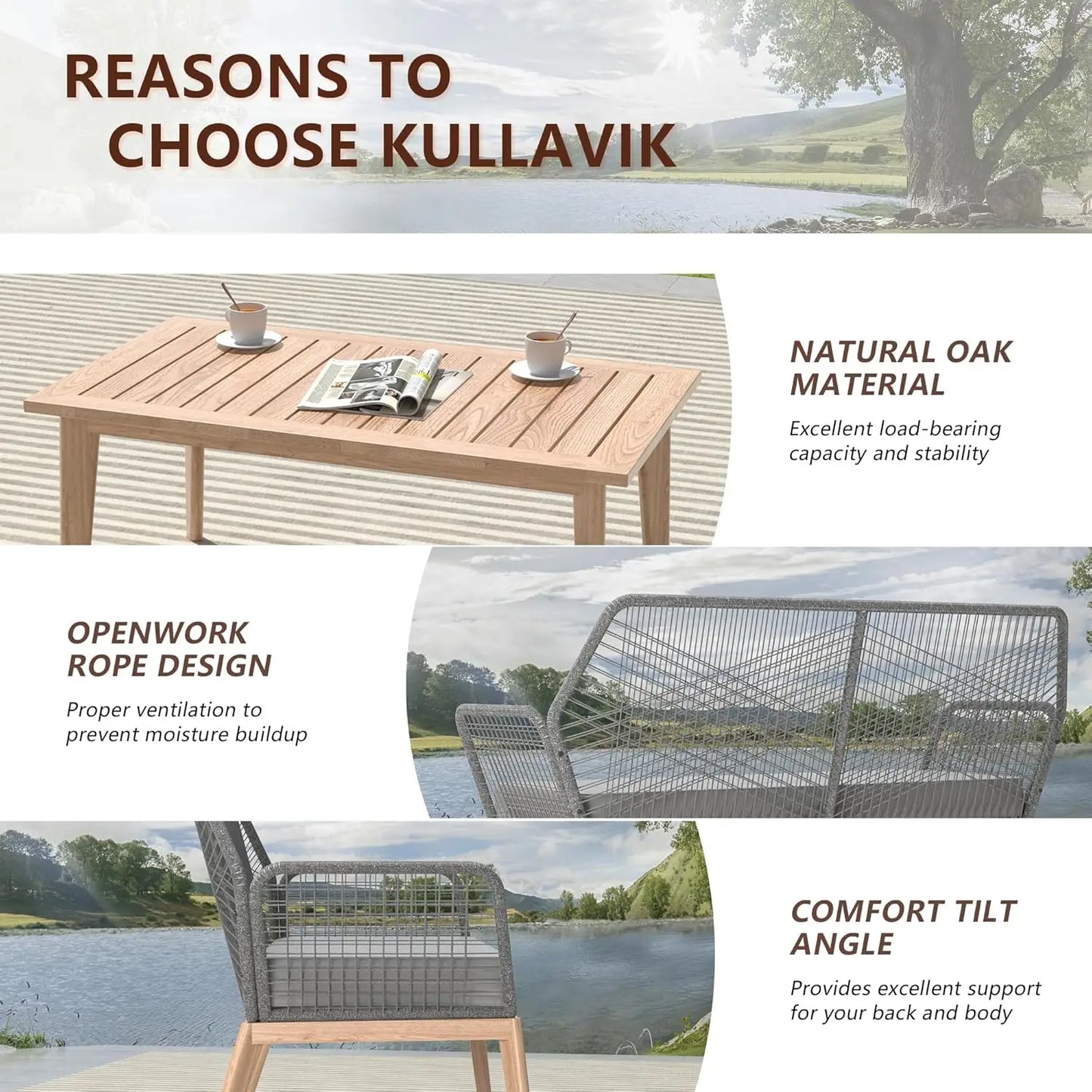 Outdoor Patio Furniture Set Modern Rope Woven Sectional Sofa Set