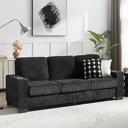 Ljustra Modern 3-Seater Corduroy Sofa for Living Room Office
