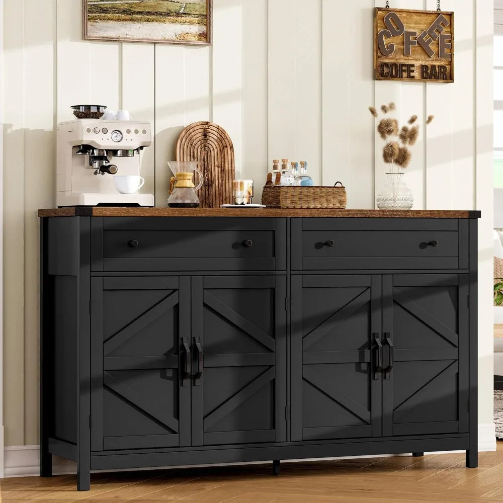 Sideboard Buffet Cabinet Storage Modern Farmhouse Coffee Bar Furniture