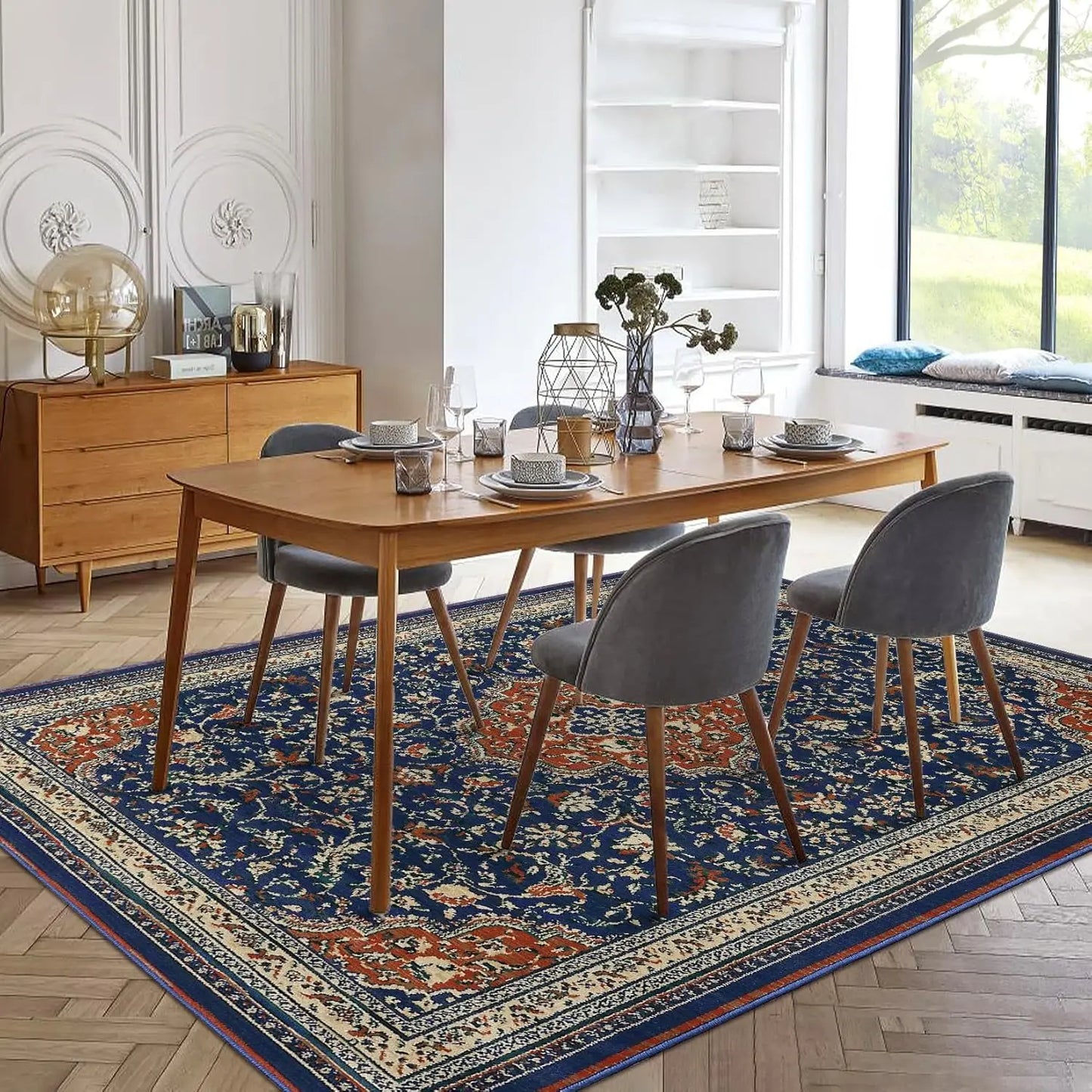 Monaco Collection Runner Rug Boho Chic Medallion Design Easy Care