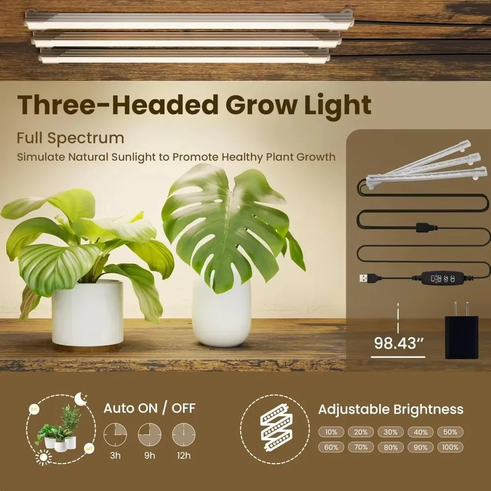 65 Inch Indoor Plant Stand with Grow Lights Tiered Metal Shelf with Wheels