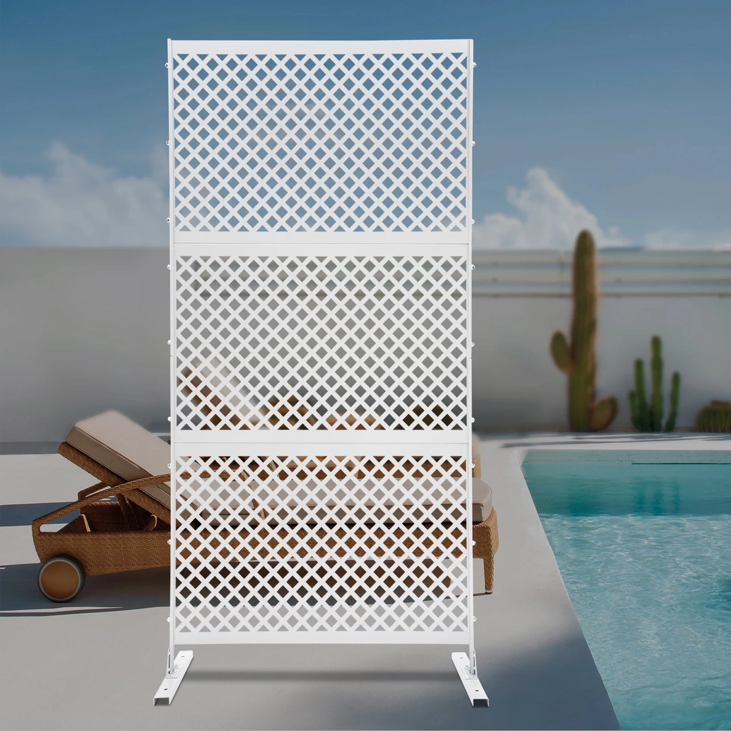 Elegant White Steel Privacy Screen Freestanding Room Divider 3 Panels