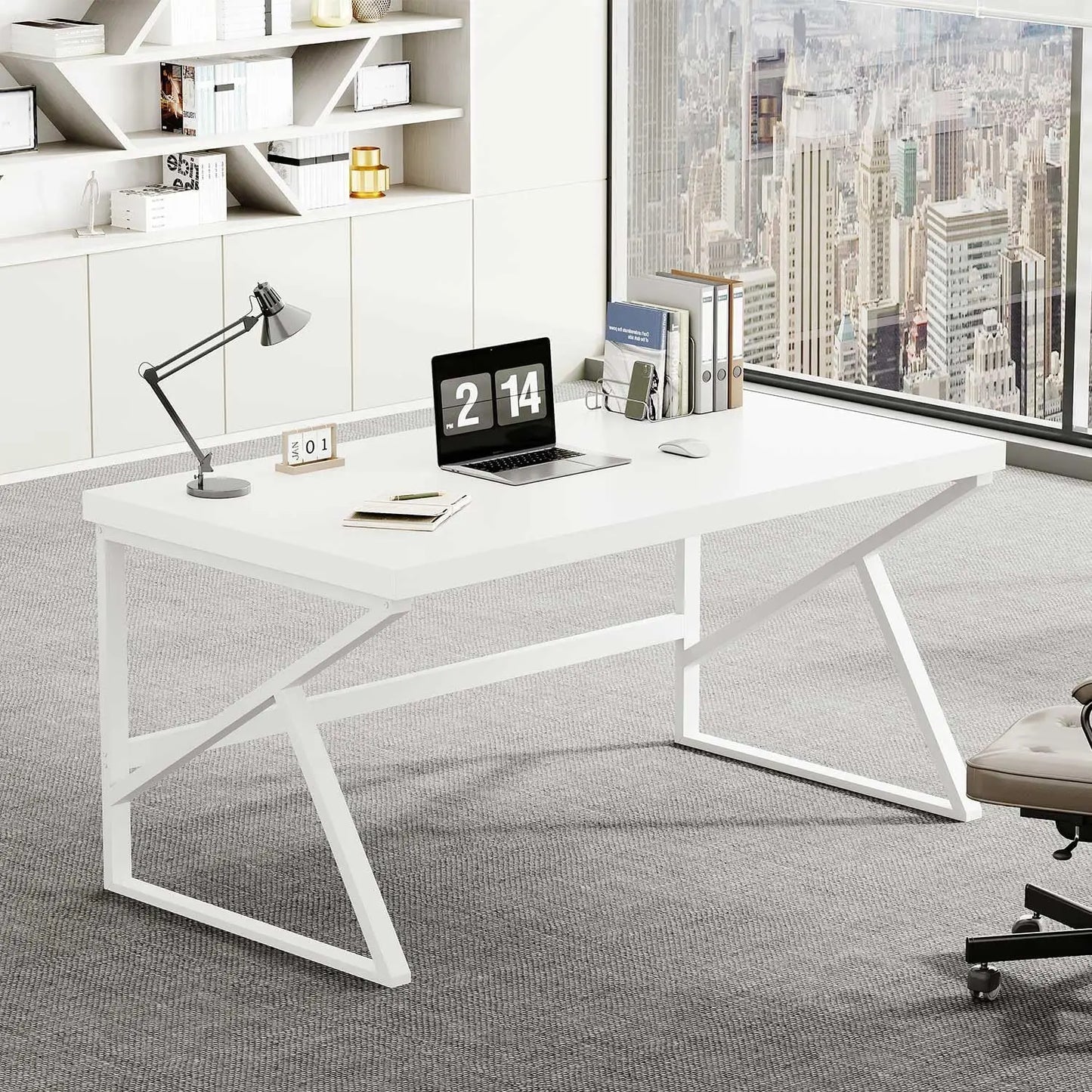 Rustic Brown Industrial Home Office Desk Simple Minimalist Design