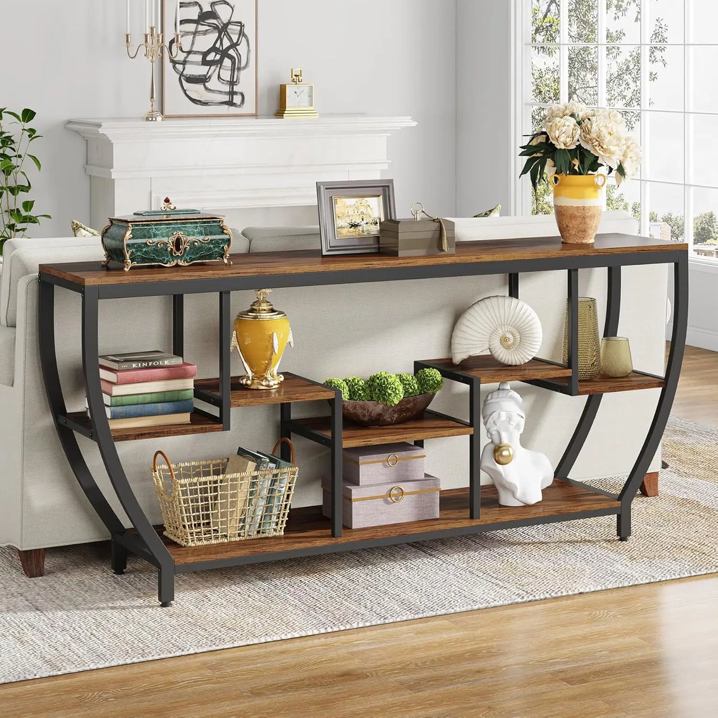 Sofa Table with Storage Console Table for Living Room Entryway TV Stand