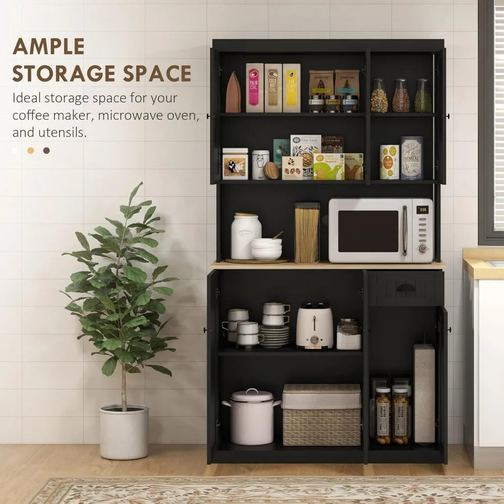 71 Inch Modern Farmhouse Buffet Hutch Kitchen Storage Cabinet