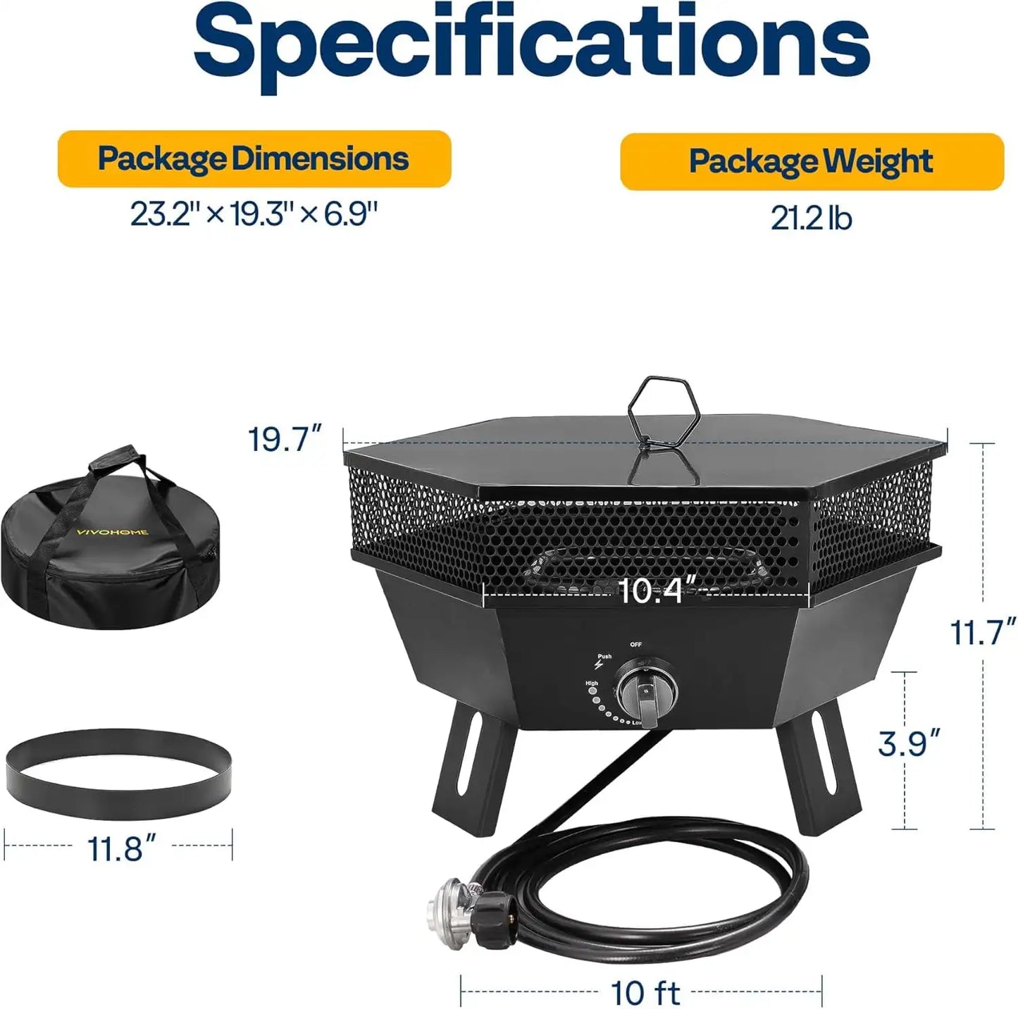 Portable Propane Fire Pit 58000 BTU Smokeless Outdoor Design with Carry Bag