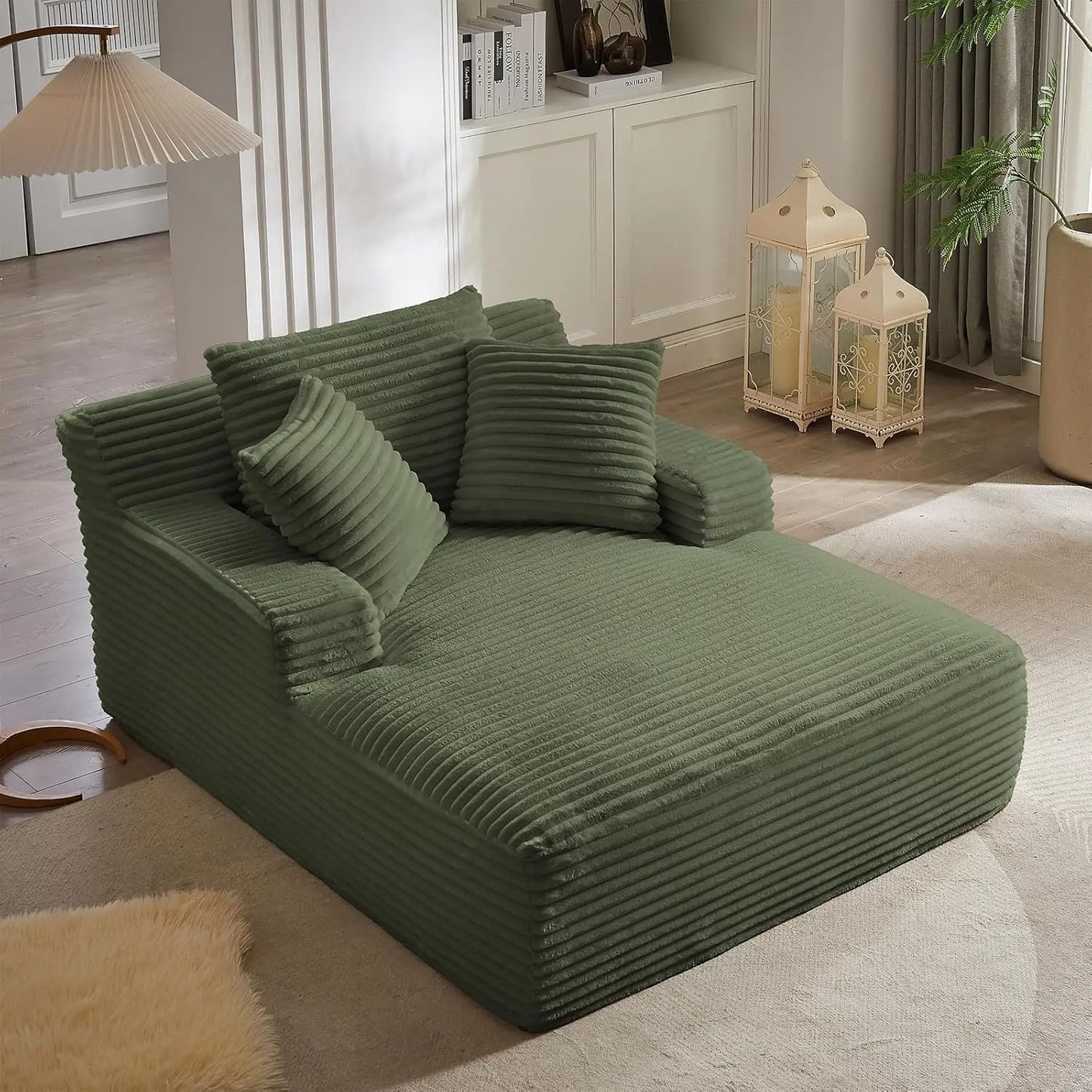 Ljustra 50 Inch Oversized Chaise Lounge Chair Indoor Sofa Bed with Pillows