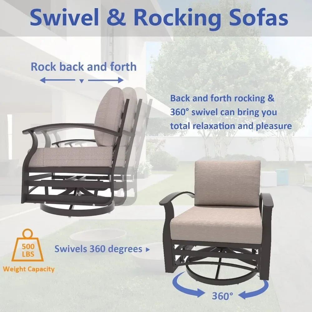 Ljustra Aluminum Patio Furniture Set 7-Seat Outdoor Swivel Chairs