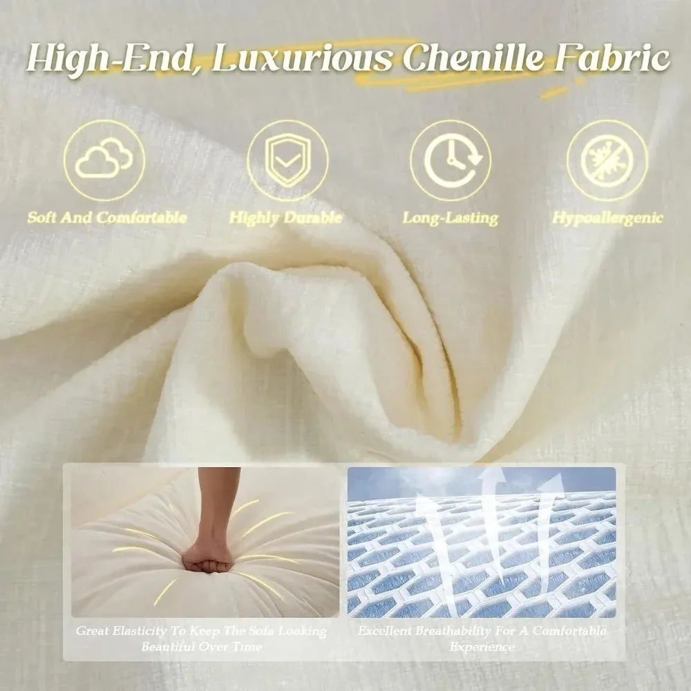 L-Shaped Modular Sectional Comfy Cloud Couch with Movable Ottoman