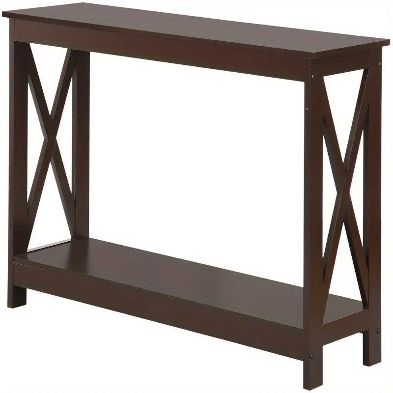 Console Table Entryway Table Narrow Sofa Table 2-Tier Shelves
