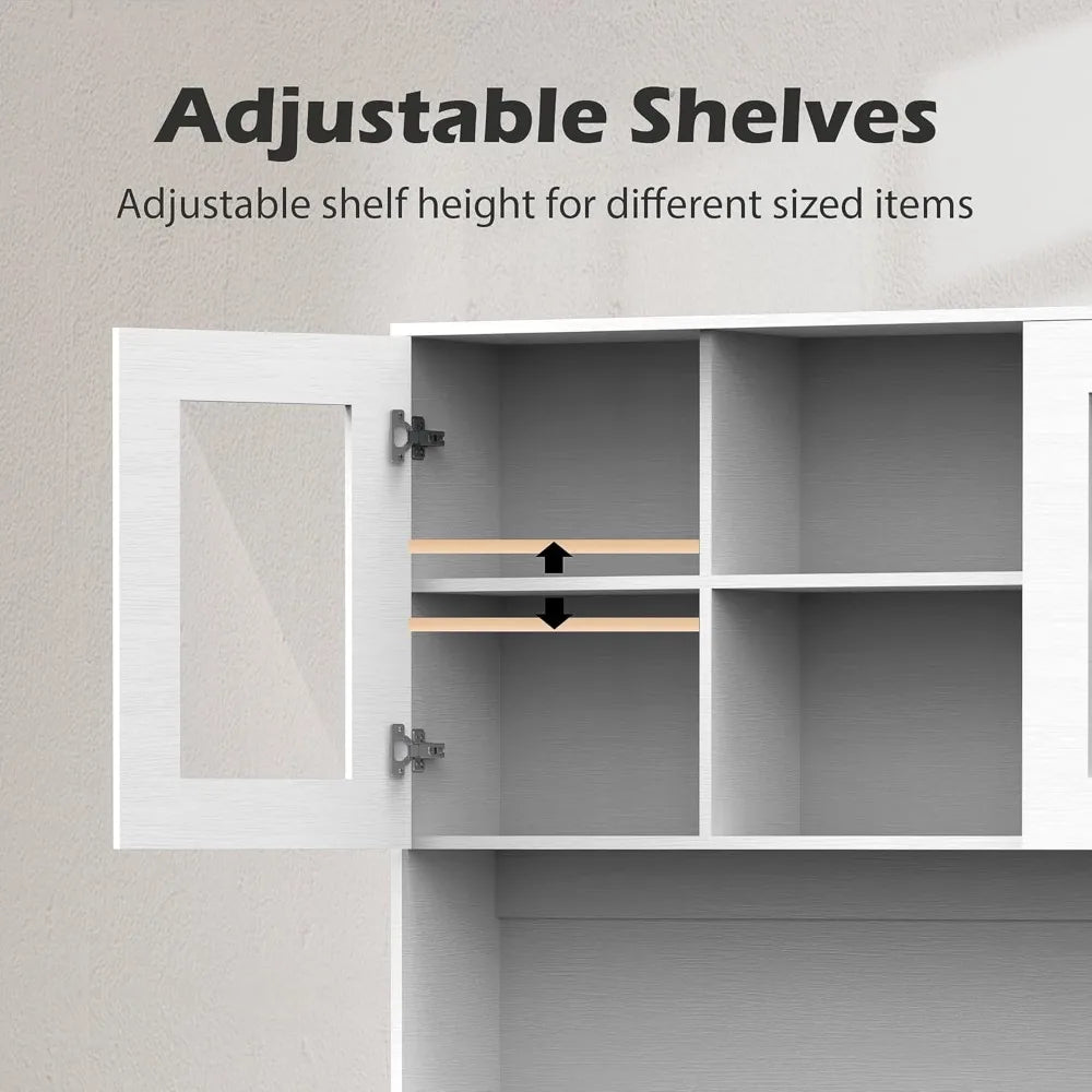 Kitchen Pantry Storage Cabinet Large Farmhouse Hutch Cabinet Microwave Stand
