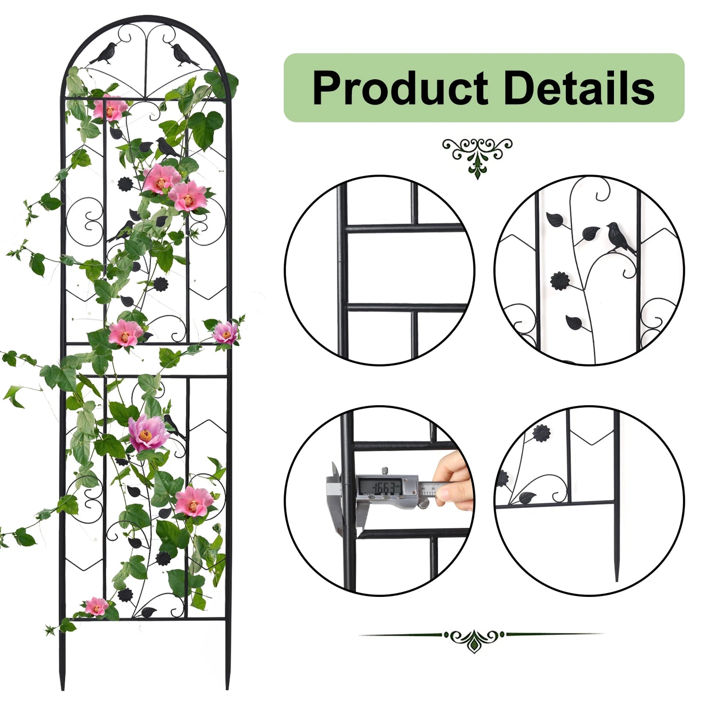 2 Pack Metal Garden Trellis Fence for Climbing Plants Vines Flowers