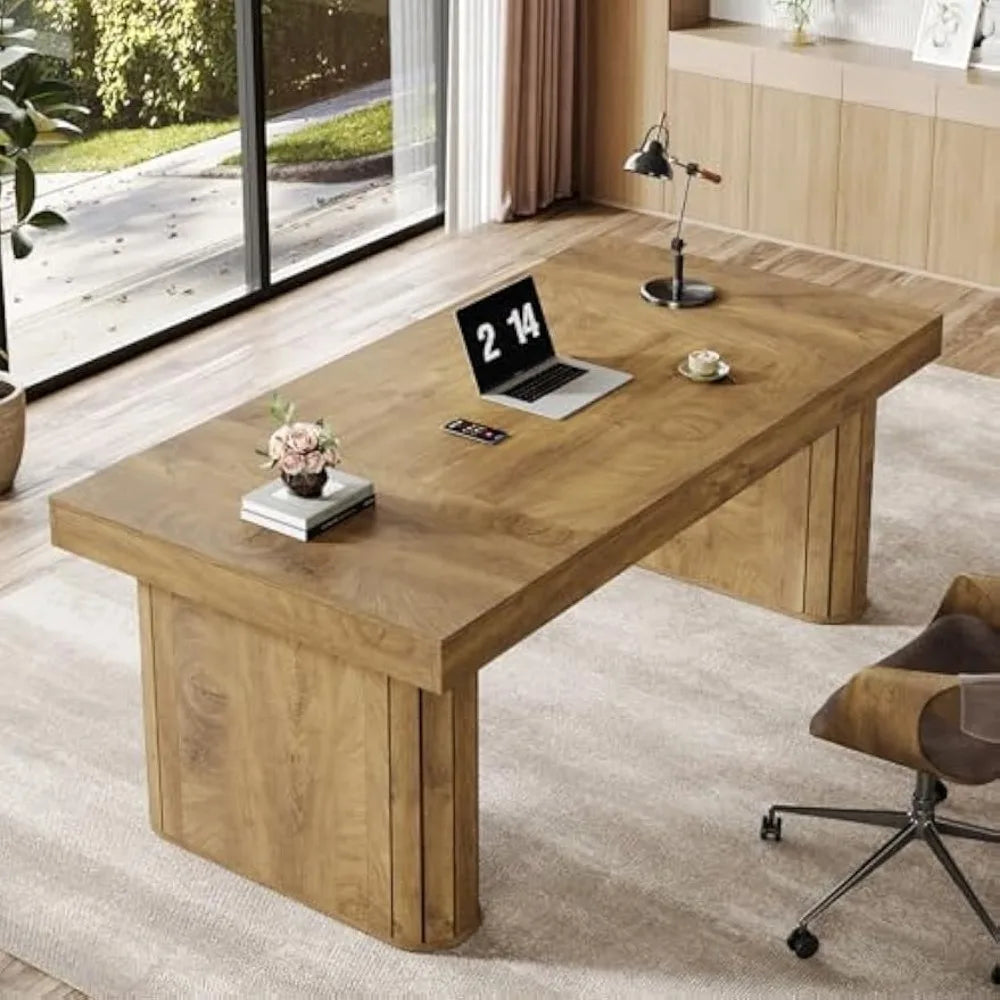 70.9" Executive Desk Farmhouse Computer Office Workstation Large
