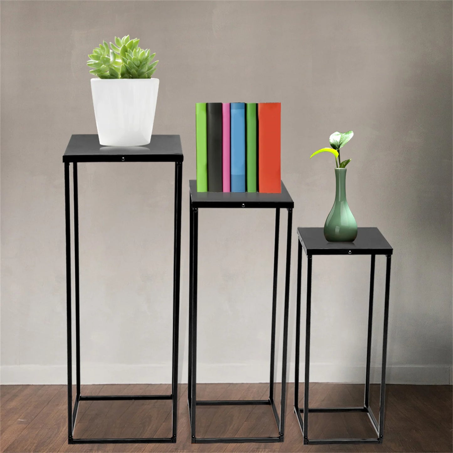 Set of 3 Metal Square Flower Stands Plant Holders for Home Wedding Decor