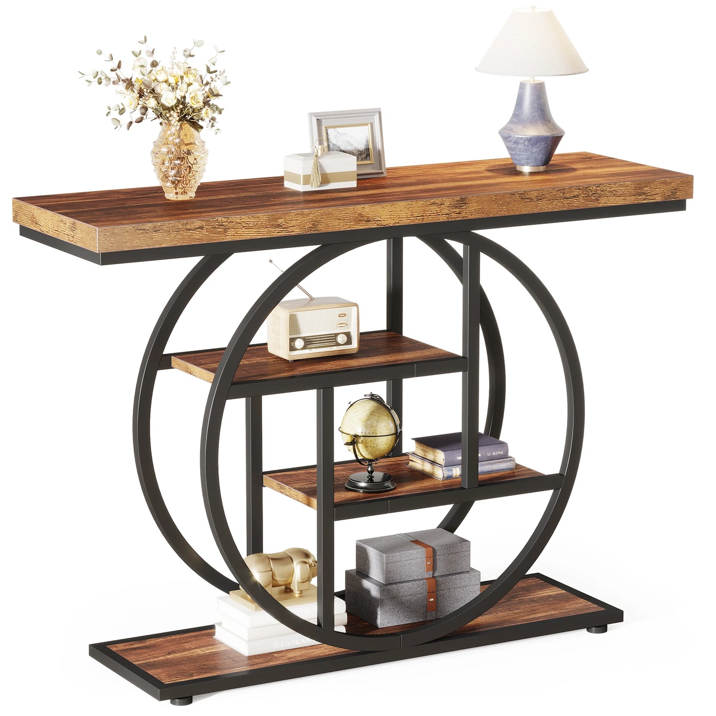 Console Table 4-Tier Entryway Table Industrial Sofa Table Living Room