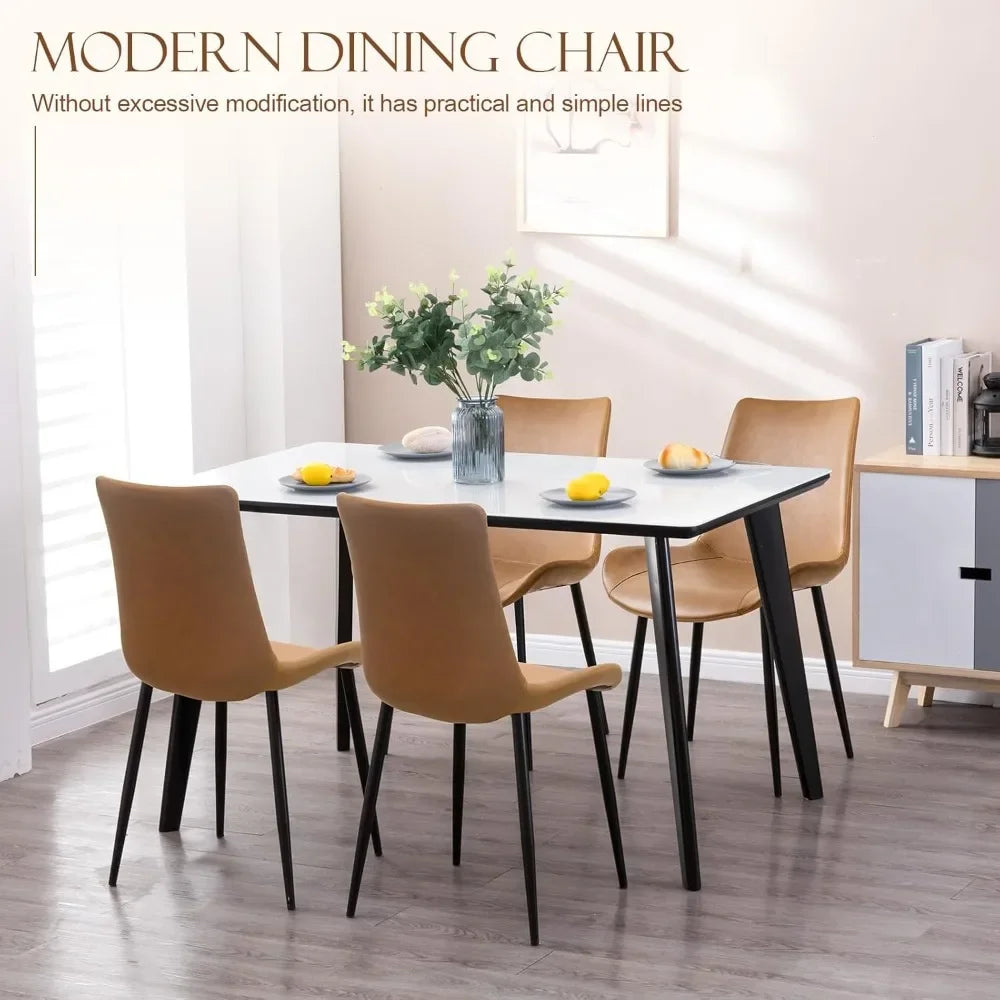 Modern PU Leather Dining Chairs with Sturdy Metal Legs for Home