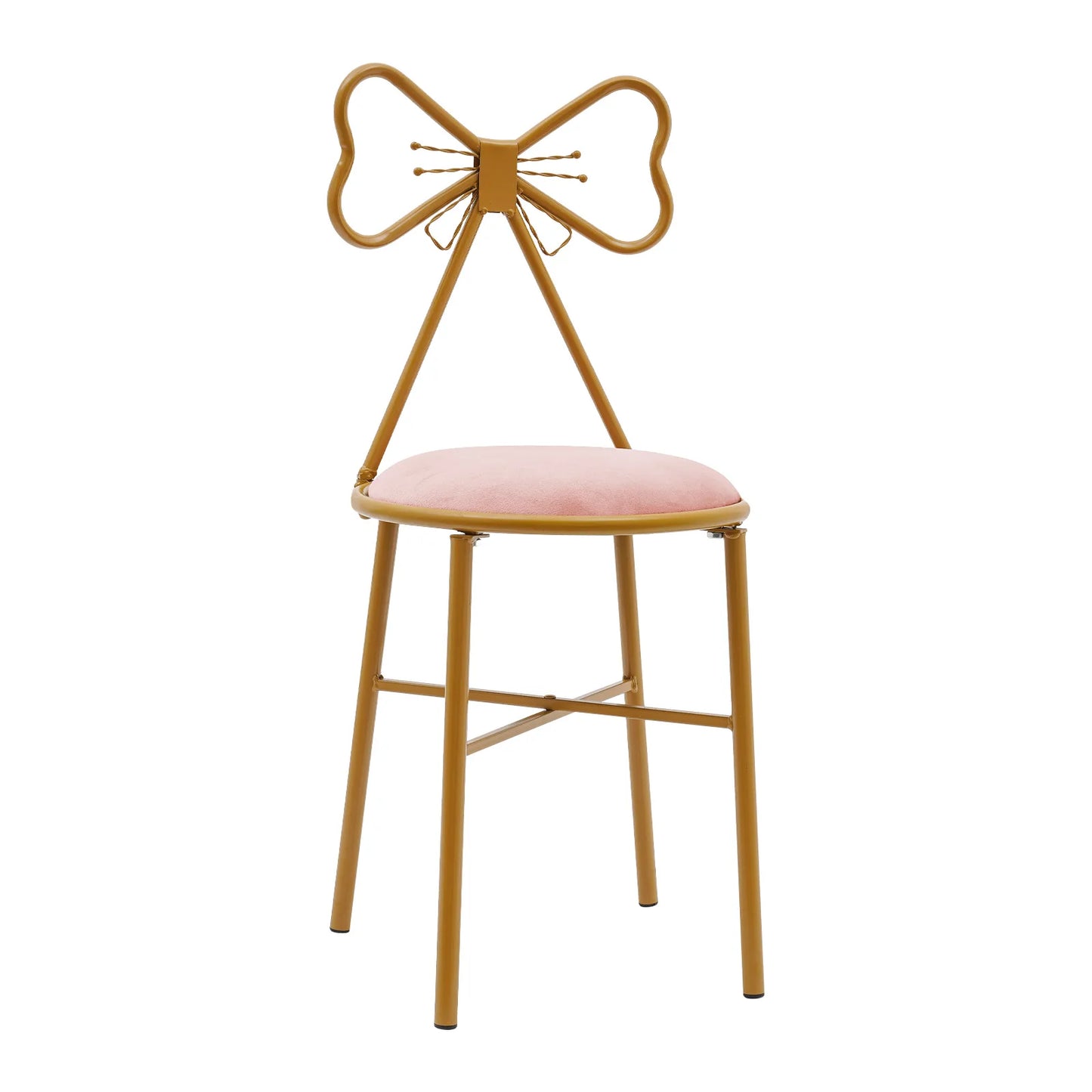 Modern Makeup Dressing Chair Light Pink Bow Shaped Bedroom Chair