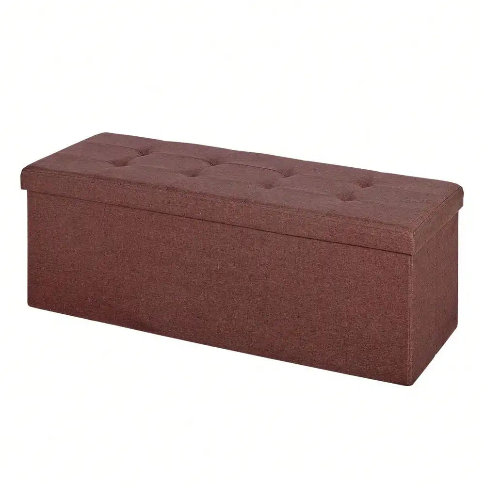 Folding Storage Bench Box MDF Seat Footstool for Living Room