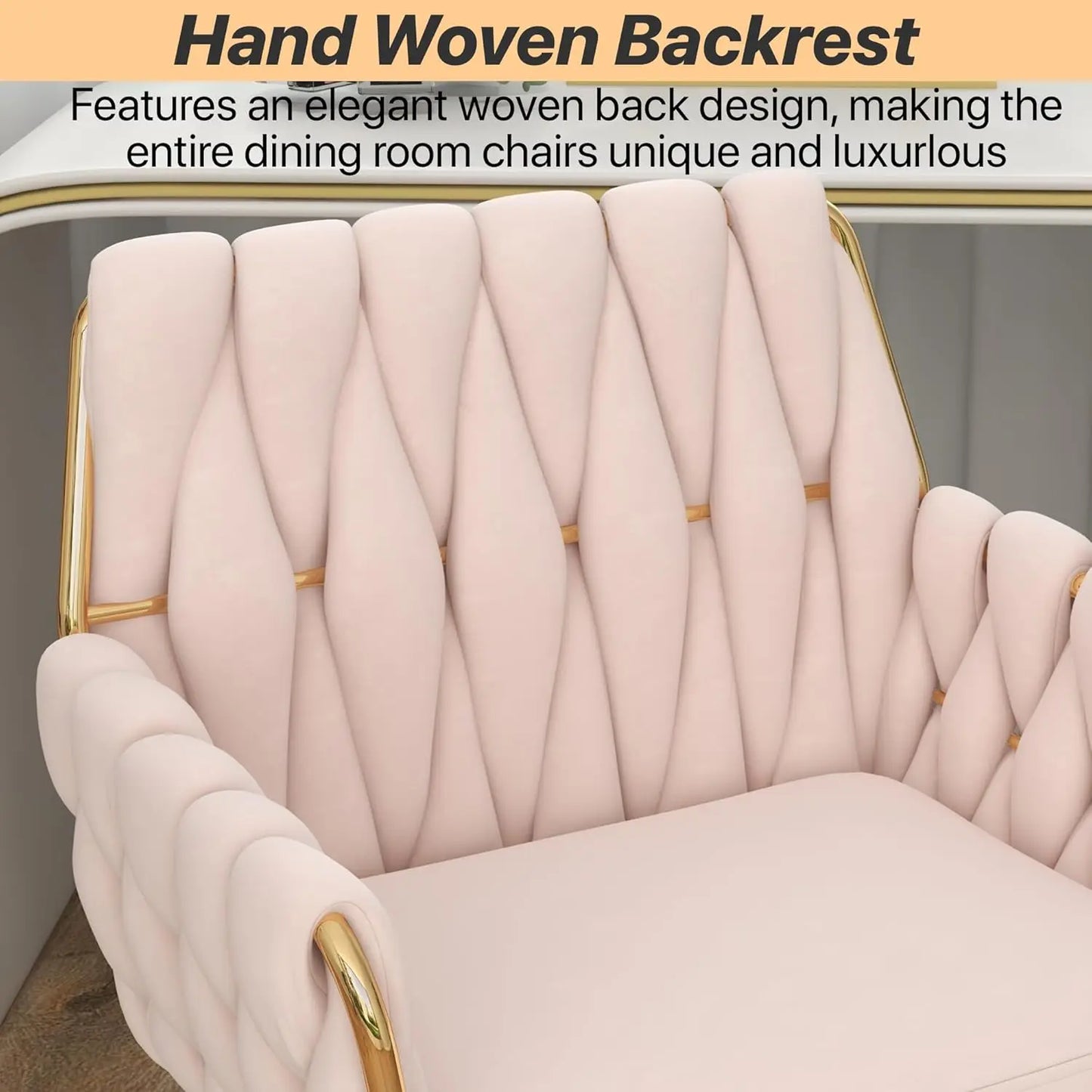 Velvet Home Office Chair Adjustable Swivel Makeup Chair Golden Base