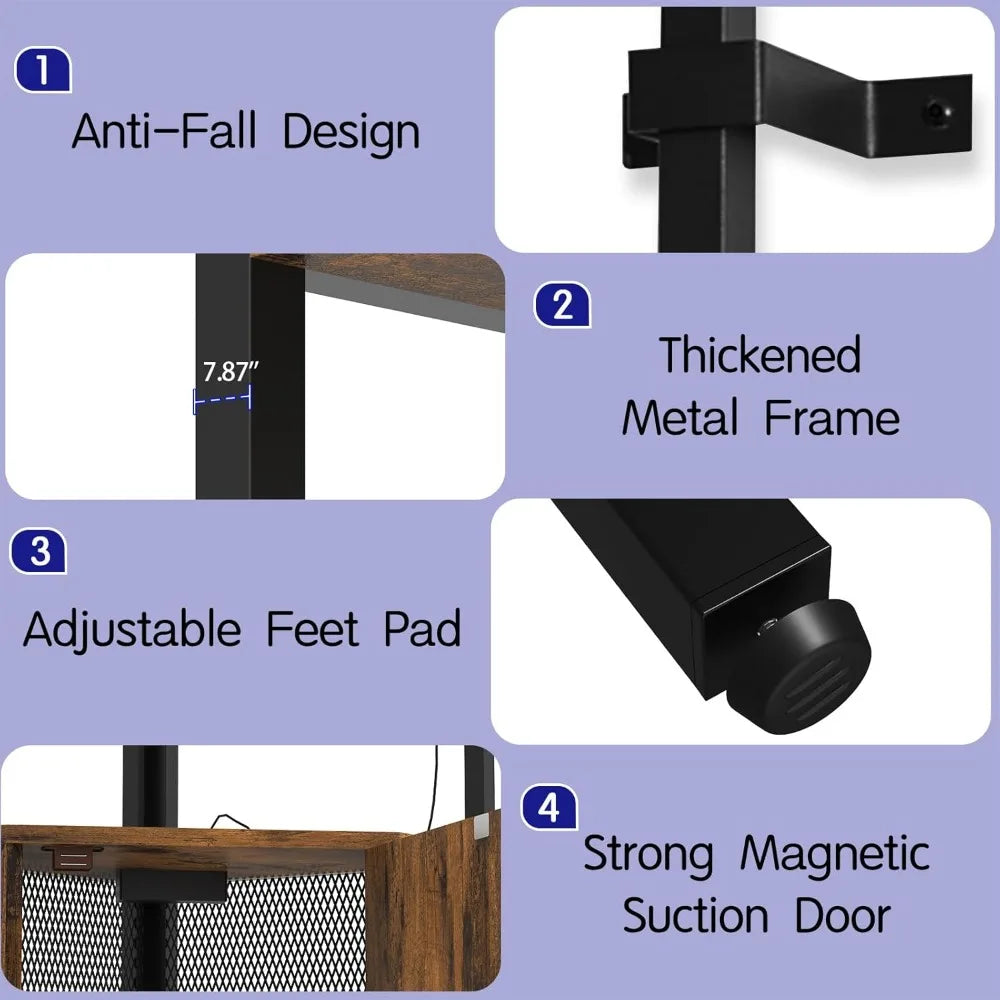 6-Tier Corner Wine Rack with Charging Station LED Lighting Industrial