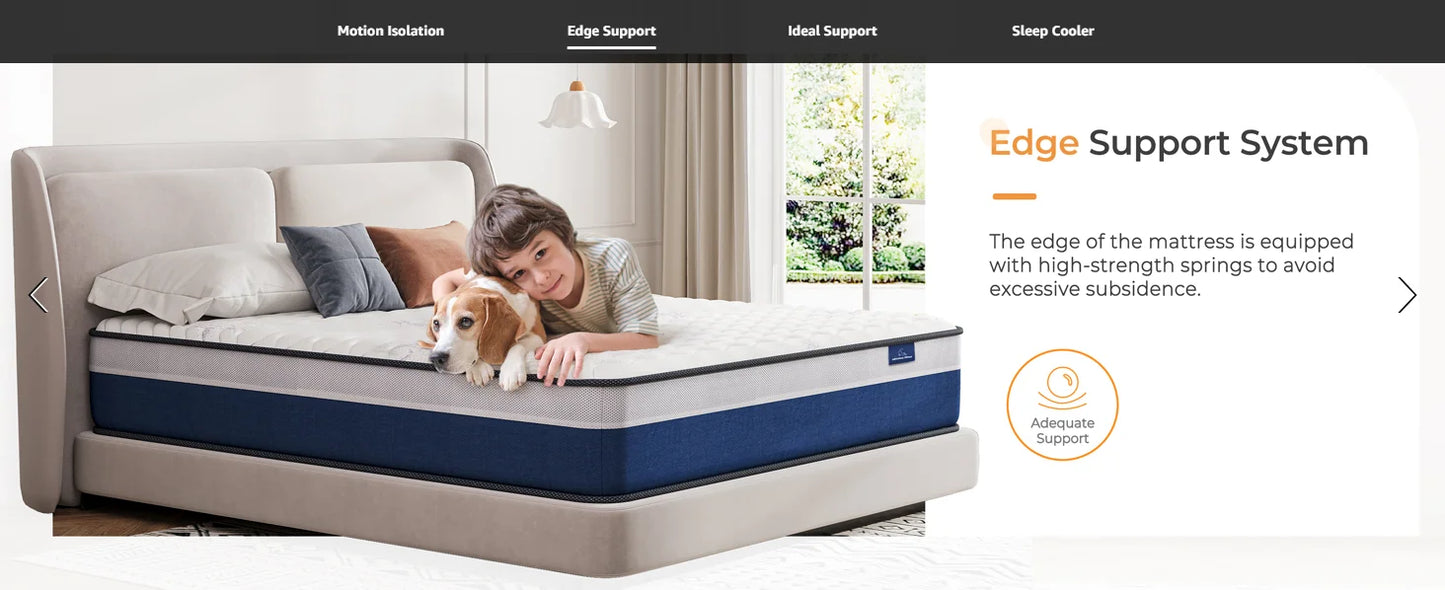 Ljustra 10 Inch Medium Firm Hybrid Mattress Bed in a Box Memory Foam