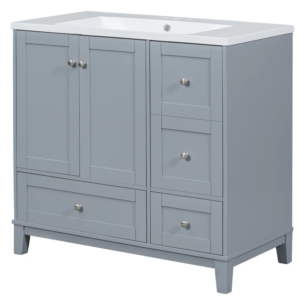 36 Inch Modern Bathroom Vanity with USB Charging and Ample Storage