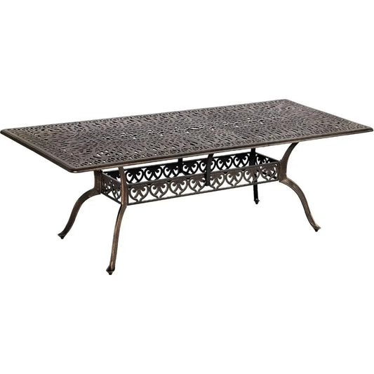 Large Rectangular Outdoor Dining Table with Umbrella Hole Weather-Resistant