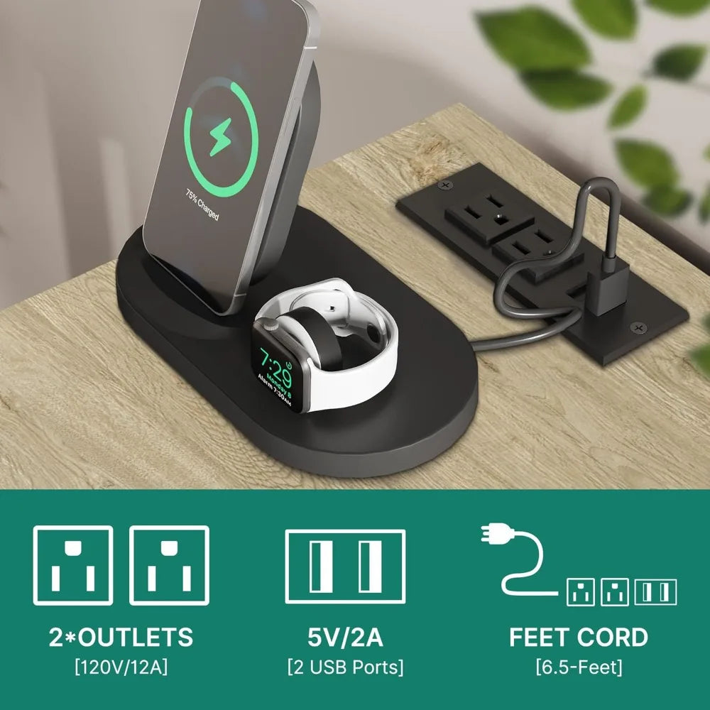 Wine Bar Cabinet with LED Light and Power Outlet Kitchen Buffet Sideboard