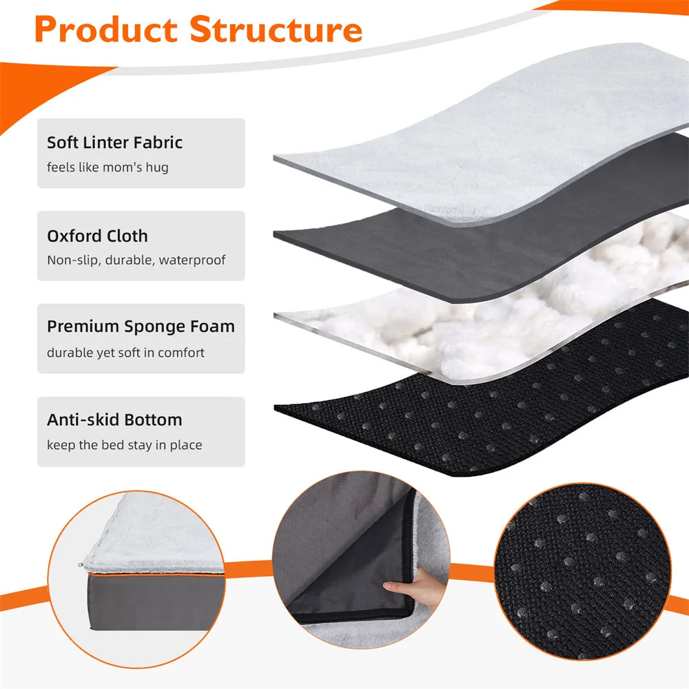 Premium Orthopedic Memory Foam Dog Bed Waterproof Washable Jumbo Mattress