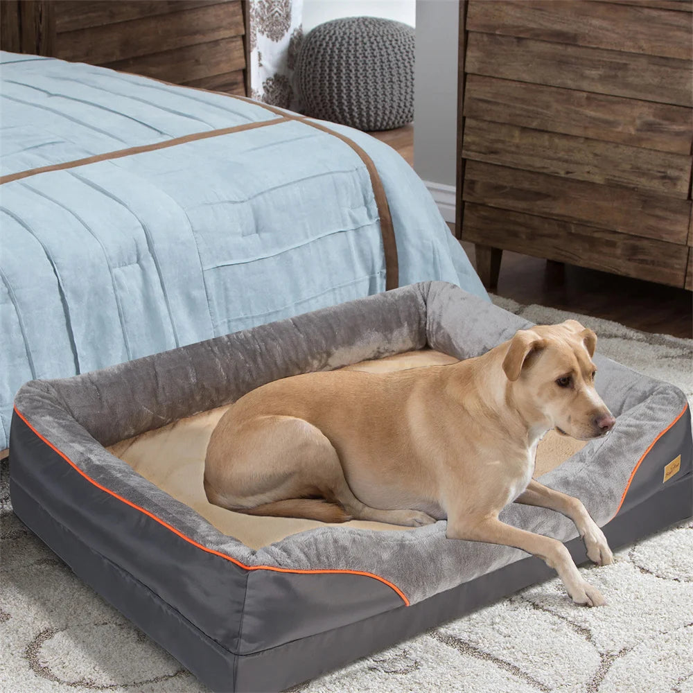 Jumbo Orthopedic Memory Foam Dog Bed Waterproof Removable Cover