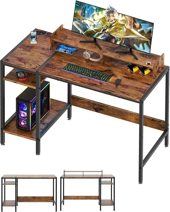 39 Inch Computer Desk Gaming Table with Storage Modern Home Office