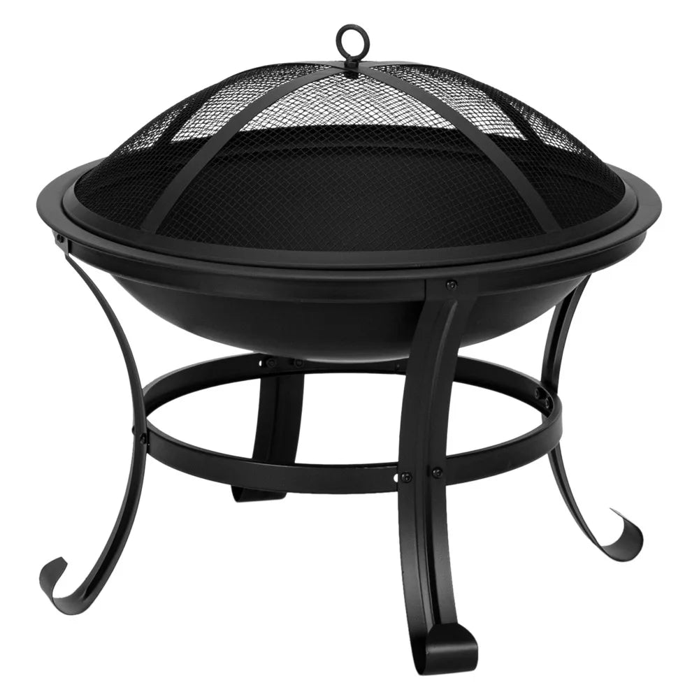 22 Inch Curved Feet Iron Brazier Wood Burning Fire Pit for Backyard
