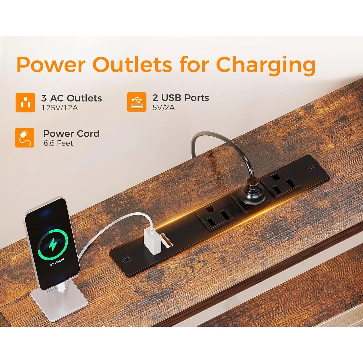 94 Inch Computer Desk for 2 with LED Light Power Outlet Storage