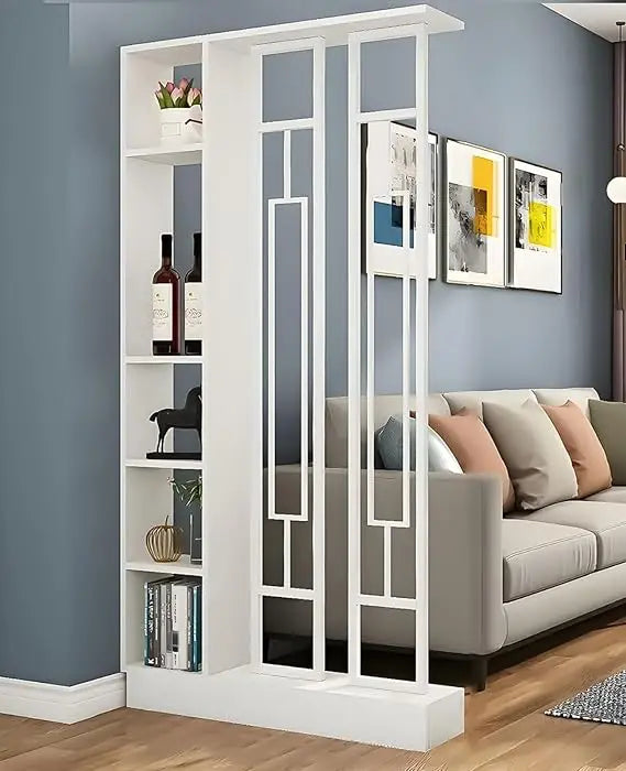 Wall Room Divider Bookshelf Modern Wood Bookcase Stylish Storage Cabinet