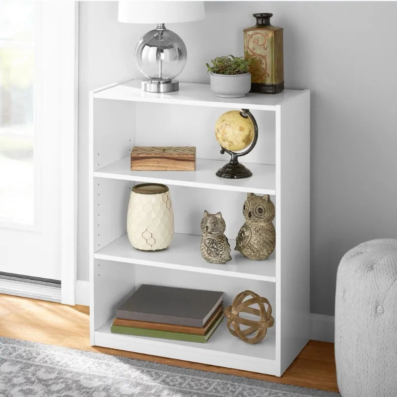 3-Shelf Bookcase Adjustable Shelves Solid Wood Living Room Bedroom