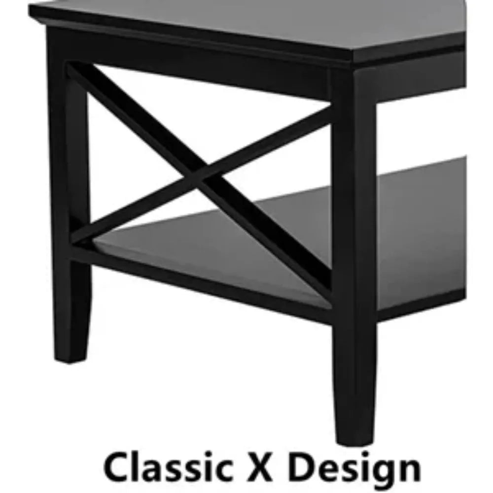 Espresso Wood Coffee Table with Storage Modern 40 Inch 2-Tier Design