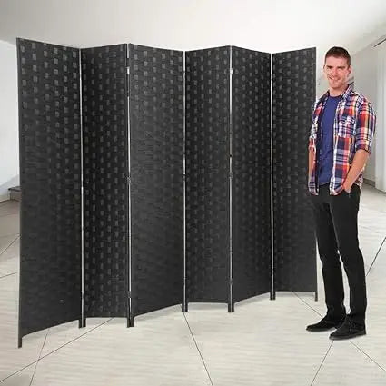 Room Divider Folding Privacy Screen 4 Panel Wooden Portable Rustic Design