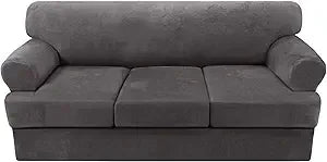4-Piece Velvet Sofa Slipcover T-Cushion Stretch Fit | Couch Cover 72-90"
