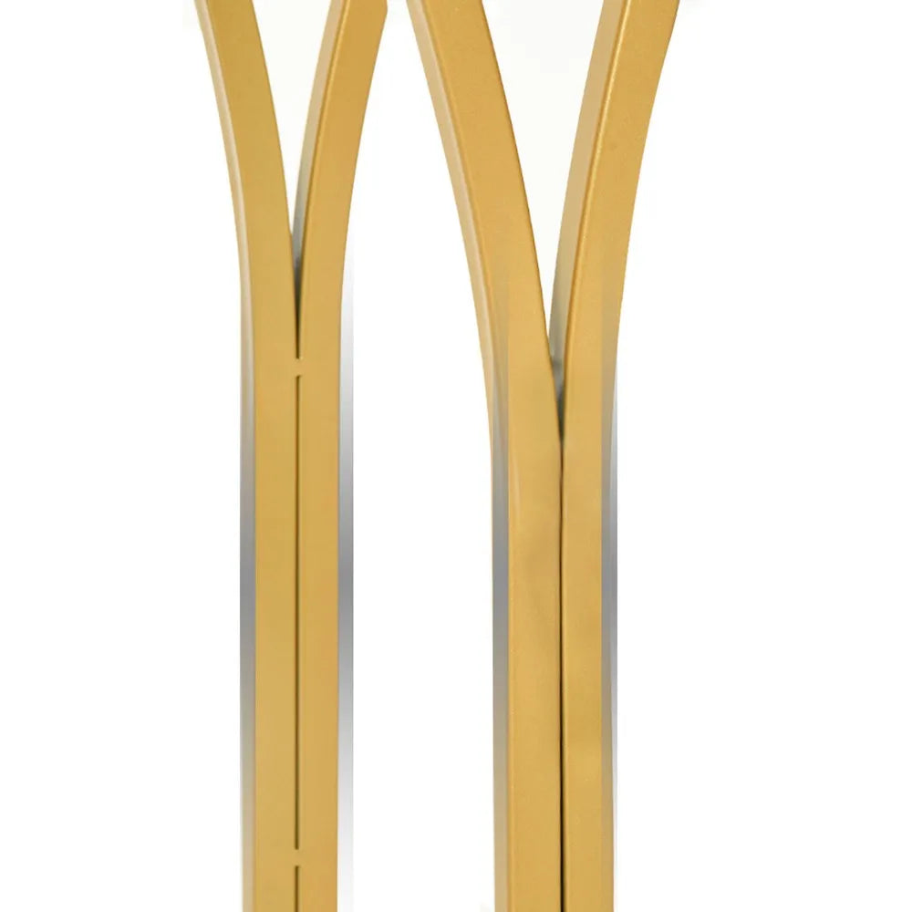 Gold Entryway Console Table with LED Lights Faux Marble Top 39 Inches