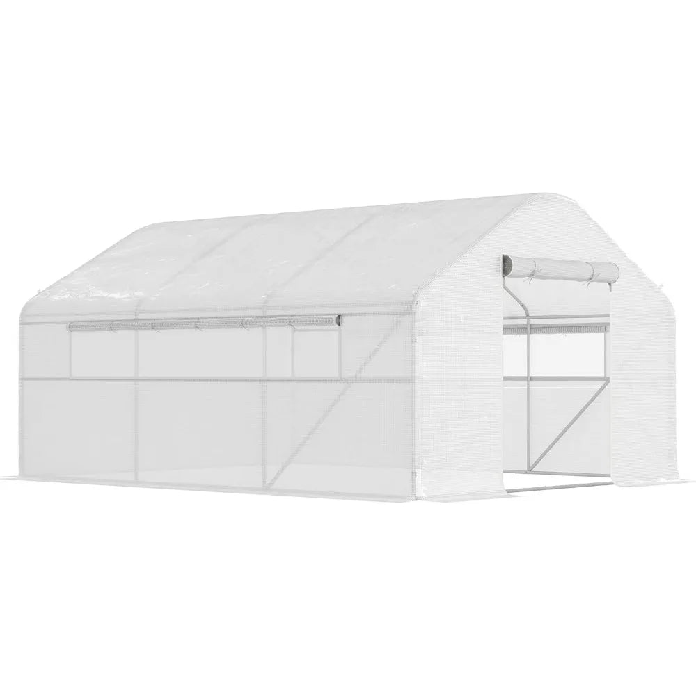 Large Walk-In Tunnel Greenhouse 13x10x6.5 with Zippered Door and Windows