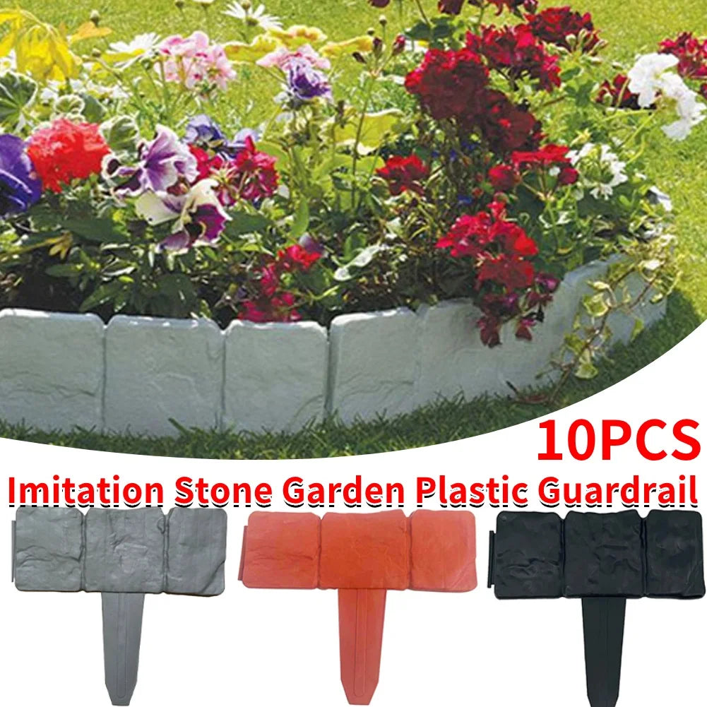 10pcs Garden Landscape Edging Borders Insert Plastic Lawn Edge DIY