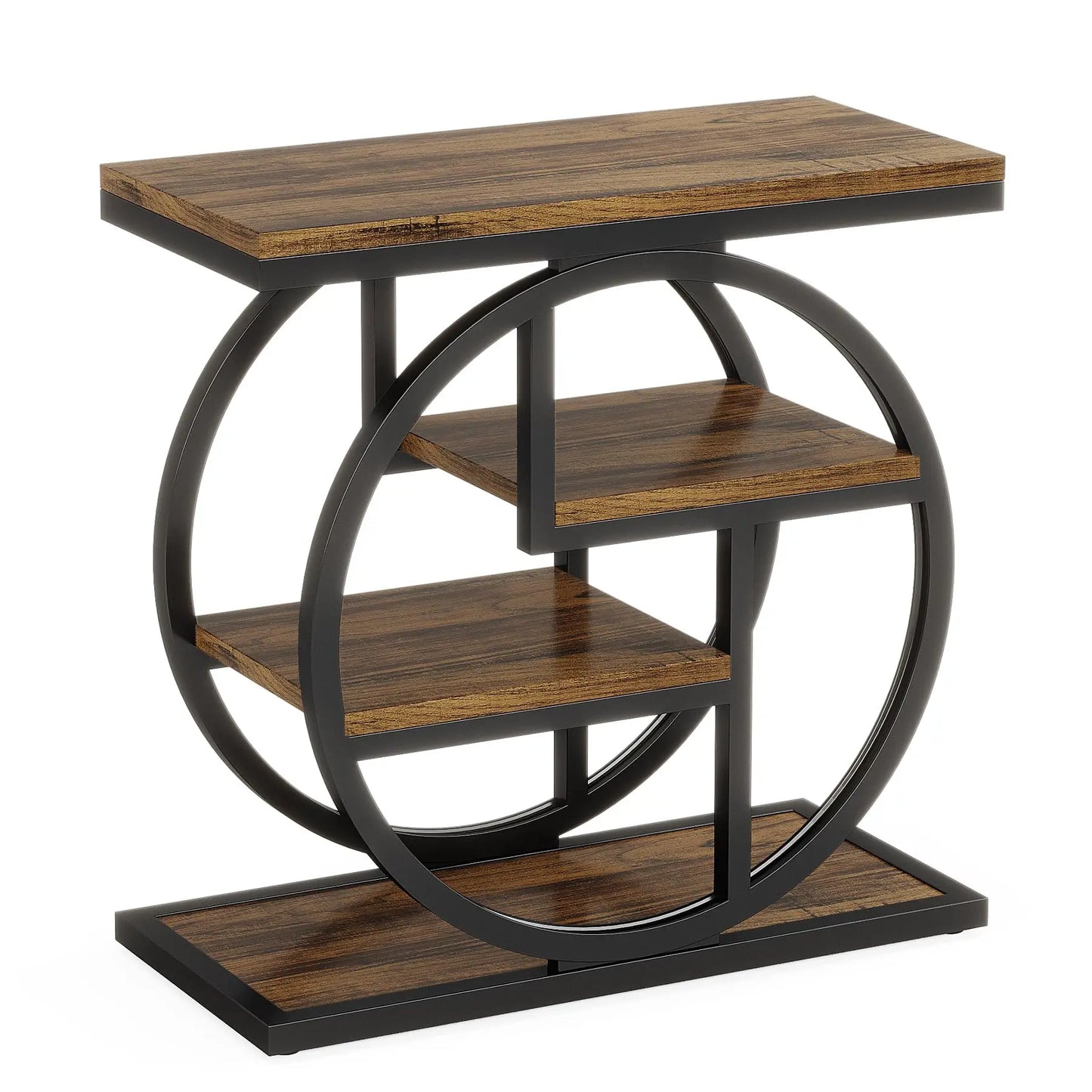 Ljustra Industrial 4-Tier End Table with Storage Shelves for Living Room