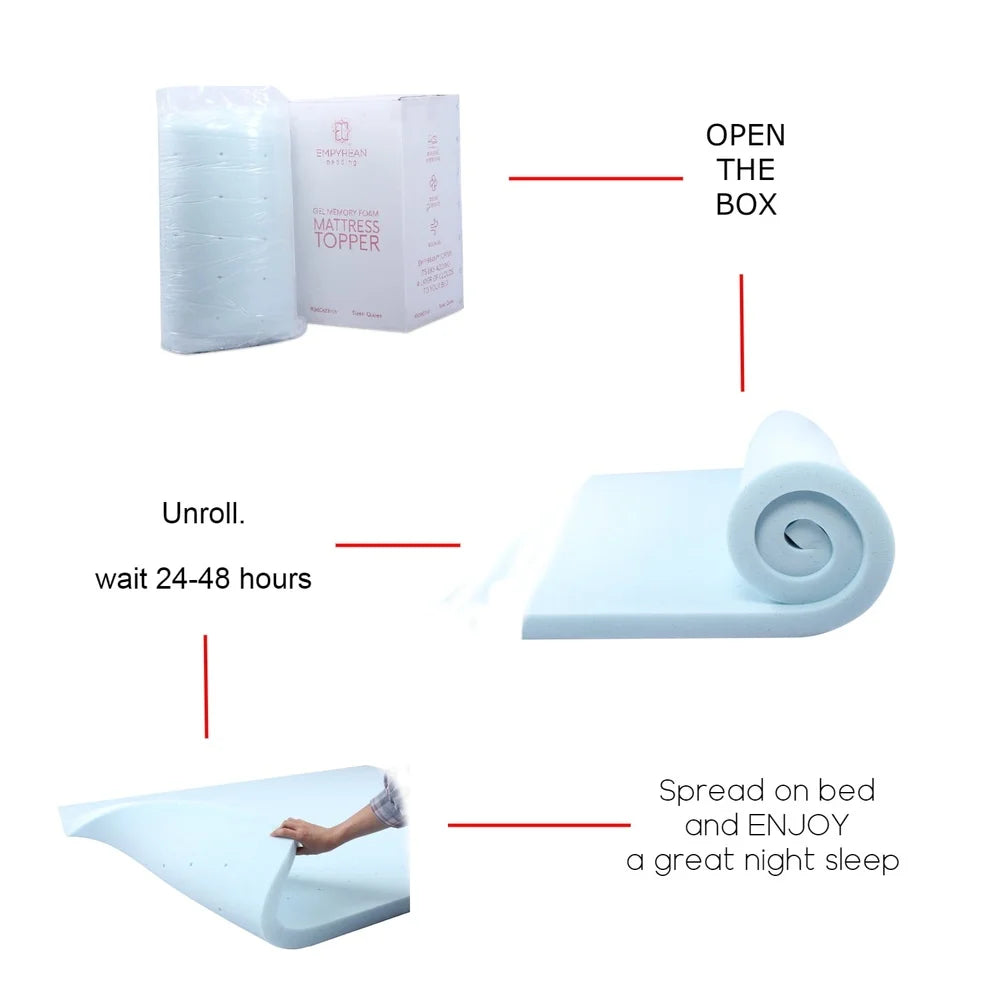 Ljustra Cooling Gel Memory Foam Mattress Topper Twin 2 Inch Comfortable Upgrade