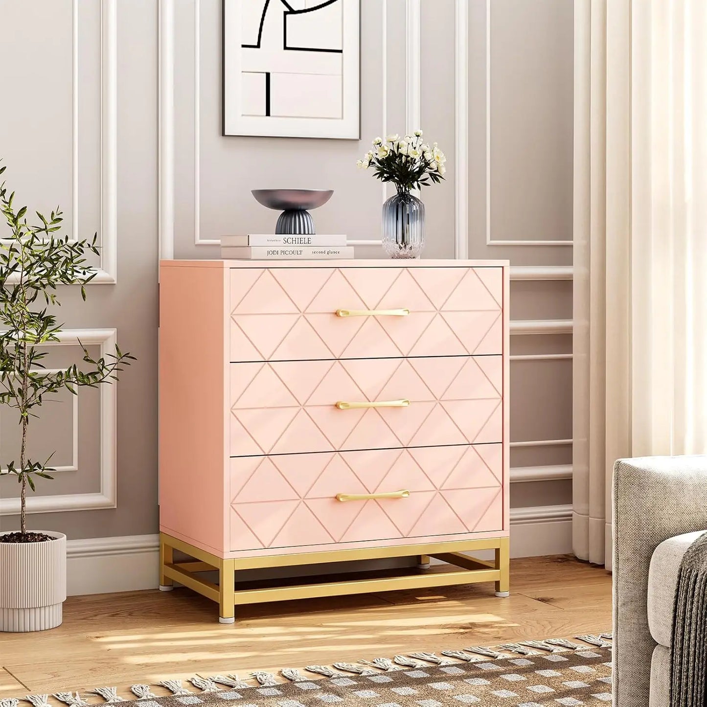 Modern 3 Drawer Dresser Chest of Drawers for Bedroom Storage Solution