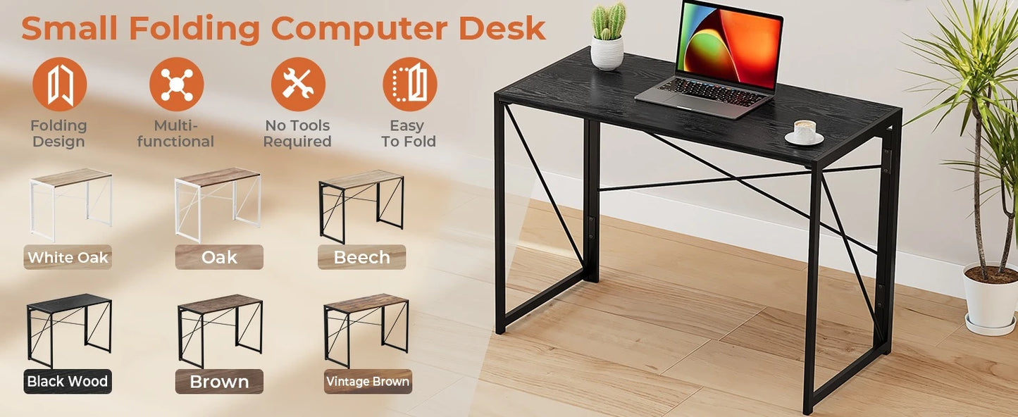 Folding Desk Portable Computer Table Space Saving Home Office Use
