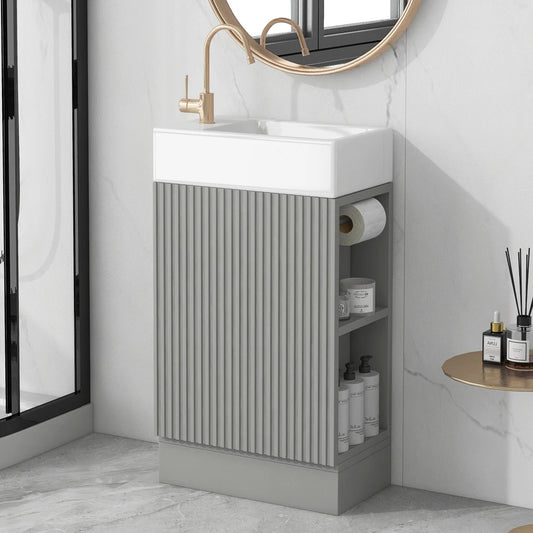 18.6 Inch Bathroom Vanity with Sink and Two-Tier Shelf Left Right Orientation