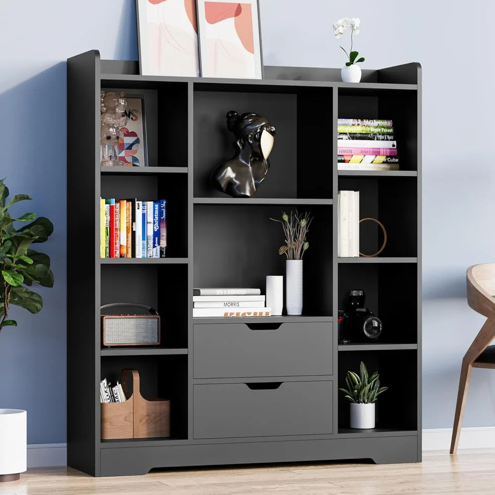 Kids Bookshelf Toy Storage Organizer 4-Tier Bookcase with Drawers